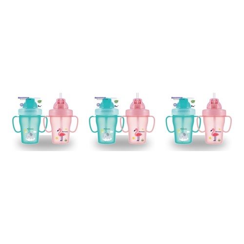 Momeasy Baby Training Cup 210mL with Straw and Handles 9m+ - Random Design and Colour Supplied Pack of 3