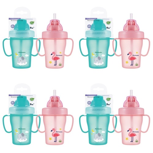 Momeasy Baby Training Cup 210mL with Straw and Handles 9m+ - Random Design and Colour Supplied Pack of 4