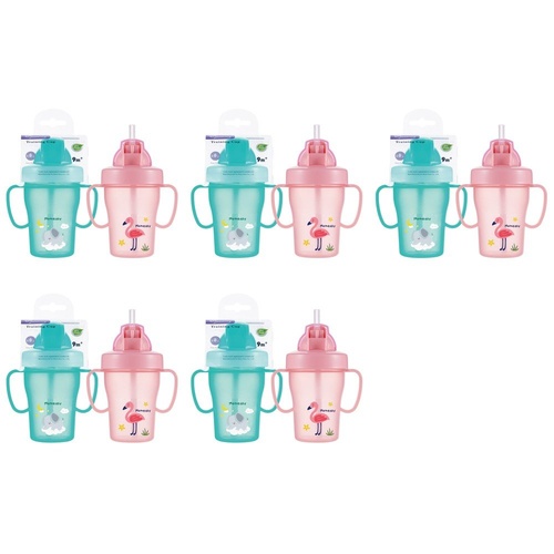 Momeasy Baby Training Cup 210mL with Straw and Handles 9m+ - Random Design and Colour Supplied Pack of 5