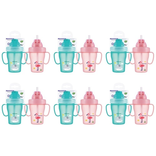 Momeasy Baby Training Cup 210mL with Straw and Handles 9m+ - Random Design and Colour Supplied Pack of 6