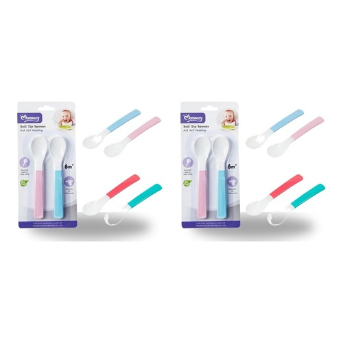 Momeasy Soft Tip Baby Spoons 2 Pack 6m+ - Random Colour Supplied Bundle of 2