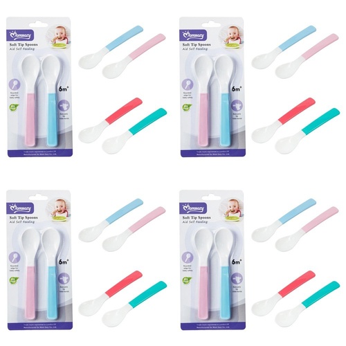 Momeasy Soft Tip Baby Spoons 2 Pack 6m+ - Random Colour Supplied Bundle of 4