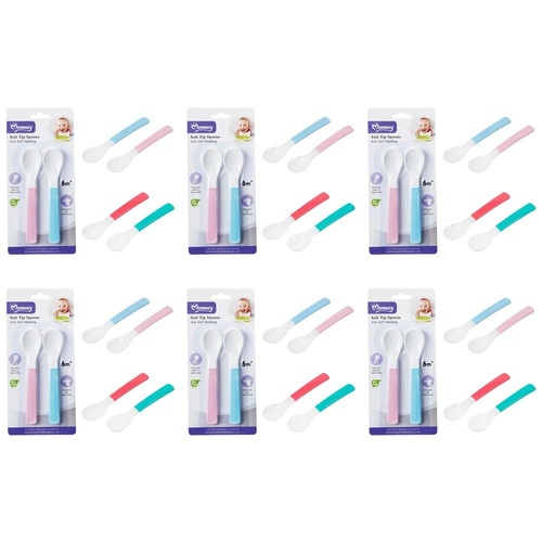 Momeasy Soft Tip Baby Spoons 2 Pack 6m+ - Random Colour Supplied Bundle of 6