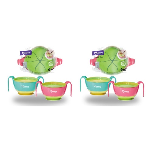 Momeasy Baby Snack Box Bowl with Handles 6m+ - Random Colour Supplied Pack of 2