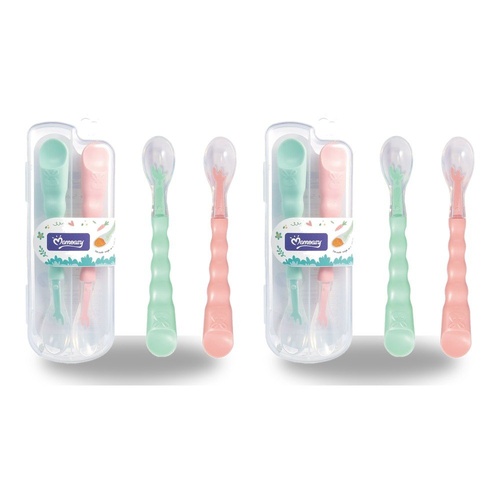 Momeasy Silicone Tip Baby Spoon Set 2 Pack in Plastic Case Bundle of 2