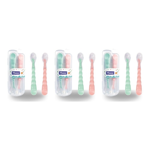 Momeasy Silicone Tip Baby Spoon Set 2 Pack in Plastic Case Bundle of 3