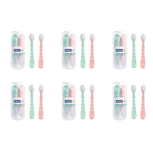 Momeasy Silicone Tip Baby Spoon Set 2 Pack in Plastic Case Bundle of 6