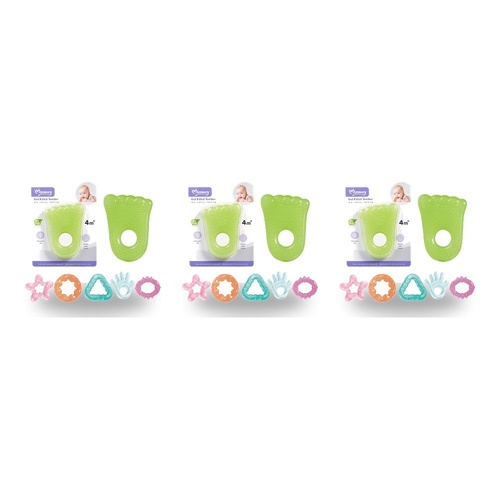 Momeasy EVA Gel Filled Teether 4m+ - Random Design Supplied Pack of 3