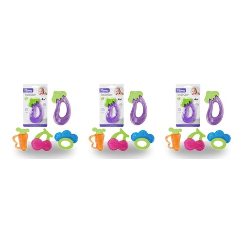 Momeasy Water Filled Teether Fruit Shapes 4m+ - Random Design Supplied Pack of 3