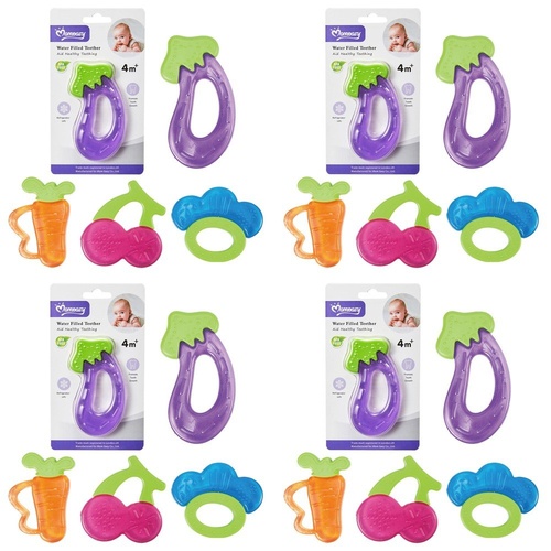 Momeasy Water Filled Teether Fruit Shapes 4m+ - Random Design Supplied Pack of 4