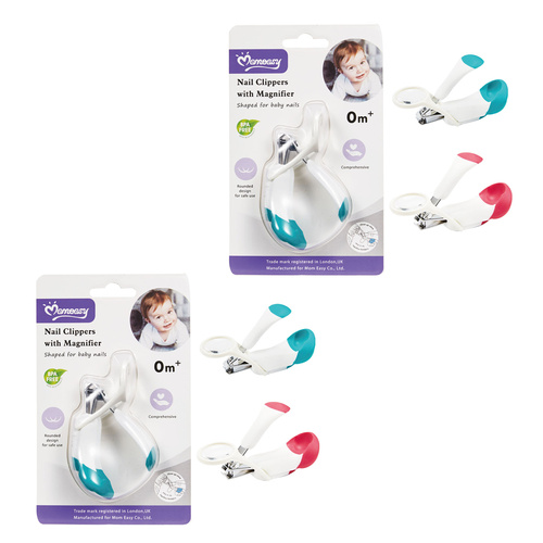 Momeasy Baby Nail Clippers with Magnifier Rounded Safety Design BPA Free 2 Pack