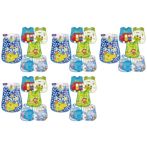 Momeasy Waterproof EVA Baby Bib 4m+ - Random Design Supplied Pack of 5