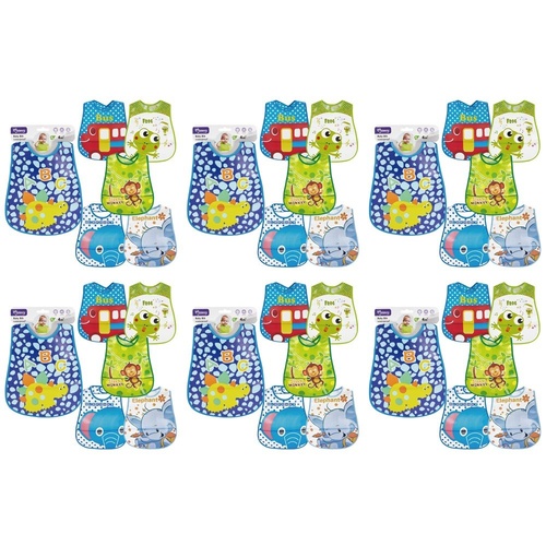 Momeasy Waterproof EVA Baby Bib 4m+ - Random Design Supplied Pack of 6