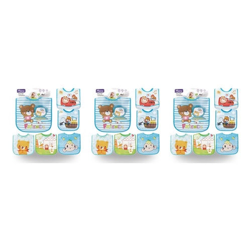 Momeasy Waterproof EVA Baby Bib Teddy Bear Prints 4m+ - Random Design Supplied Pack of 3