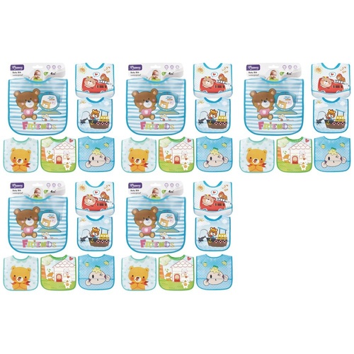 Momeasy Waterproof EVA Baby Bib Teddy Bear Prints 4m+ - Random Design Supplied Pack of 5