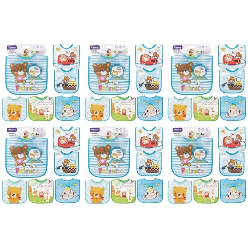 Momeasy Waterproof EVA Baby Bib Teddy Bear Prints 4m+ - Random Design Supplied Pack of 6