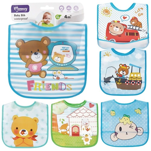 Momeasy Waterproof EVA Baby Bib Teddy Bear Prints 4m+ - Random Design Supplied