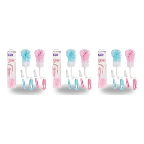 Momeasy 2 in 1 Baby Bottle Brush with Teat Brush - Random Colour Supplied Pack of 3