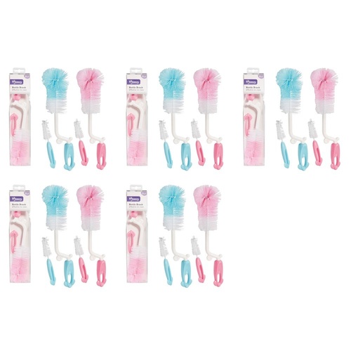Momeasy 2 in 1 Baby Bottle Brush with Teat Brush - Random Colour Supplied Pack of 5