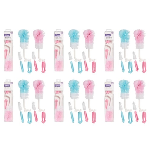 Momeasy 2 in 1 Baby Bottle Brush with Teat Brush - Random Colour Supplied Pack of 6