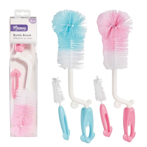 Momeasy 2 in 1 Baby Bottle Brush with Teat Brush - Random Colour Supplied