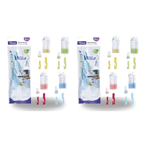 Momeasy 2 in 1 Bottle Brush Set with Teat Brush Stored Inside - Random Colour Supplied Bundle of 2