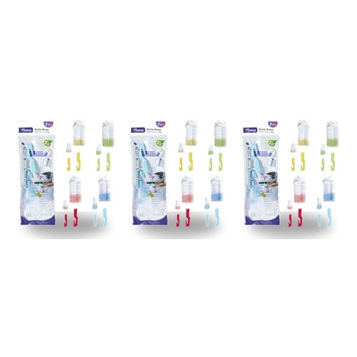 Momeasy 2 in 1 Bottle Brush Set with Teat Brush Stored Inside - Random Colour Supplied Bundle of 3