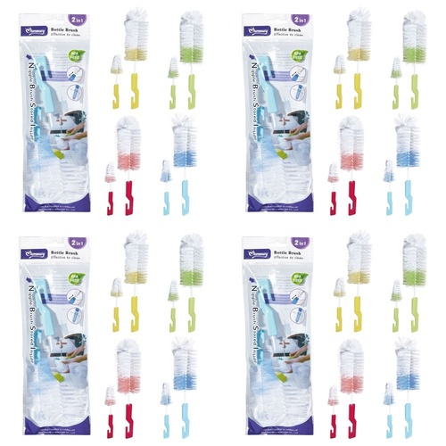 Momeasy 2 in 1 Bottle Brush Set with Teat Brush Stored Inside - Random Colour Supplied Bundle of 4