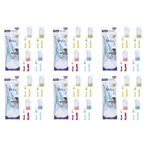 Momeasy 2 in 1 Bottle Brush Set with Teat Brush Stored Inside - Random Colour Supplied Bundle of 6