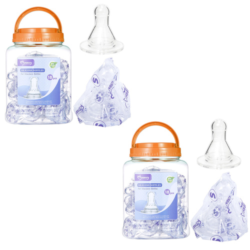 Momeasy Silicone Nipples 18 Pack BPA-Free Medium Flow 3+ Months Standard Bottles x 2