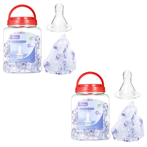 Momeasy Silicone Nipples 18 Pack BPA-Free Fast Flow 6+ Months Standard Bottles x 2