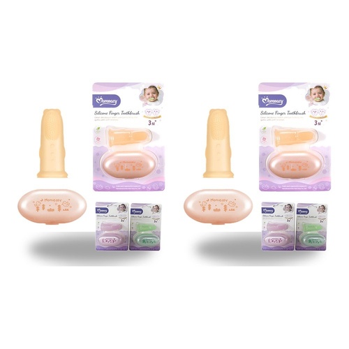Momeasy Silicone Finger Toothbrush with Storage Case 3m+ - Random Colour Supplied Pack of 2