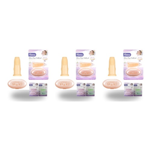 Momeasy Silicone Finger Toothbrush with Storage Case 3m+ - Random Colour Supplied Pack of 3