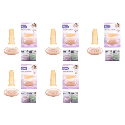 Momeasy Silicone Finger Toothbrush with Storage Case 3m+ - Random Colour Supplied Pack of 5