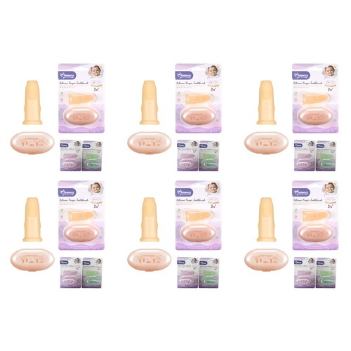 Momeasy Silicone Finger Toothbrush with Storage Case 3m+ - Random Colour Supplied Pack of 6