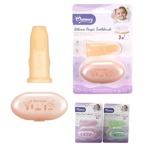 Momeasy Silicone Finger Toothbrush with Storage Case 3m+ - Random Colour Supplied