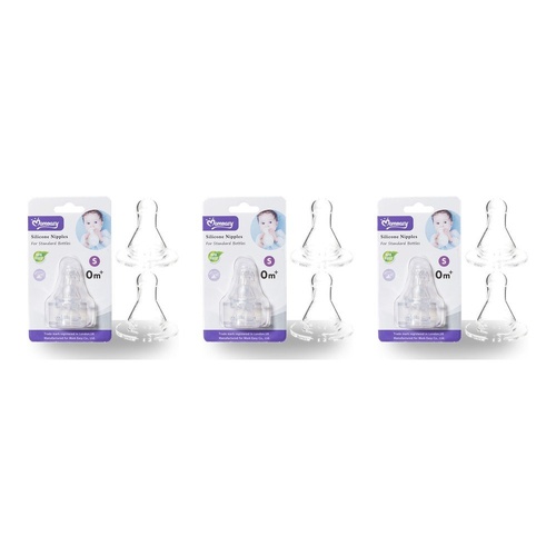 Momeasy Silicone Teats 2 Pack Standard Neck Small Flow 0m+ Bundle of 3