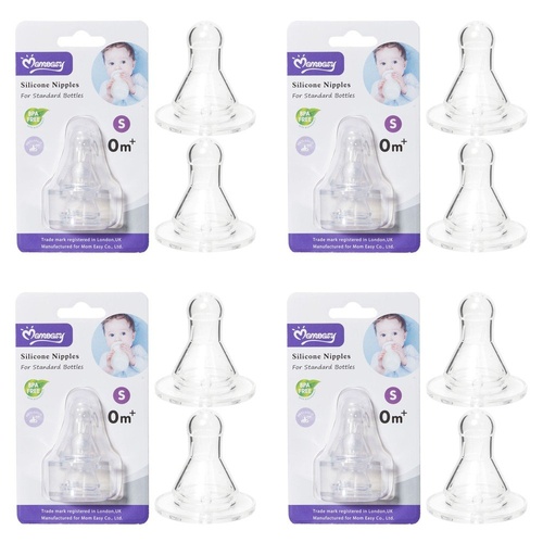 Momeasy Silicone Teats 2 Pack Standard Neck Small Flow 0m+ Bundle of 4