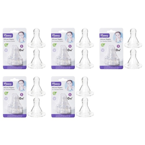 Momeasy Silicone Teats 2 Pack Standard Neck Small Flow 0m+ Bundle of 5