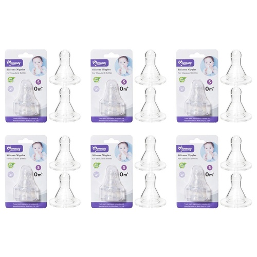Momeasy Silicone Teats 2 Pack Standard Neck Small Flow 0m+ Bundle of 6