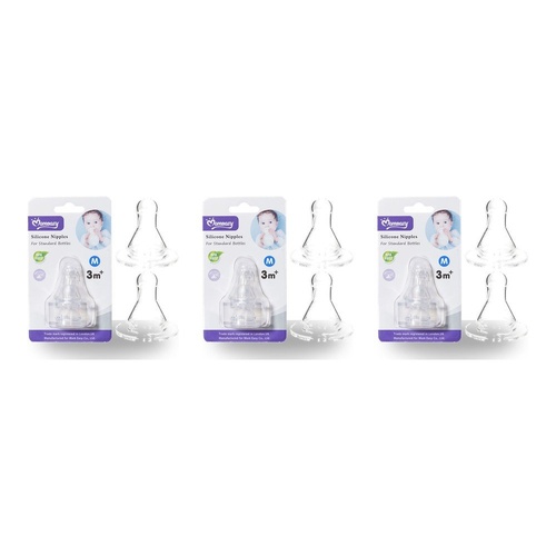 Momeasy Silicone Teats 2 Pack Standard Neck Medium Flow 3m+ Bundle of 3