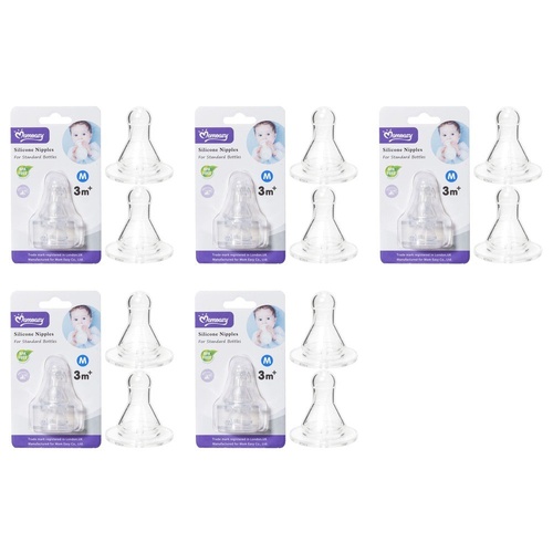 Momeasy Silicone Teats 2 Pack Standard Neck Medium Flow 3m+ Bundle of 5