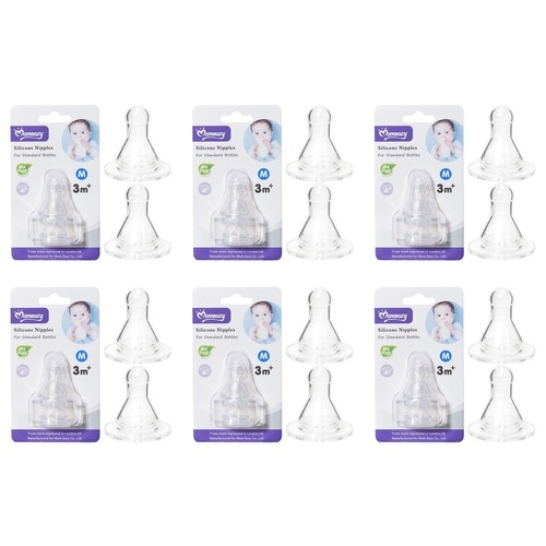 Momeasy Silicone Teats 2 Pack Standard Neck Medium Flow 3m+ Bundle of 6