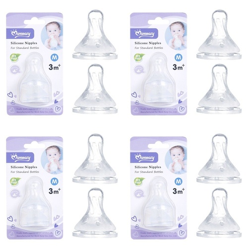 Momeasy Silicone Teats 2 Pack Standard Neck Medium Flow 3m+ Ribbed Style Bundle of 4
