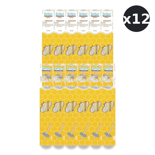 Better HomeCare Now Straight Bees Wax Ear Candles with Propolis Pack of 12