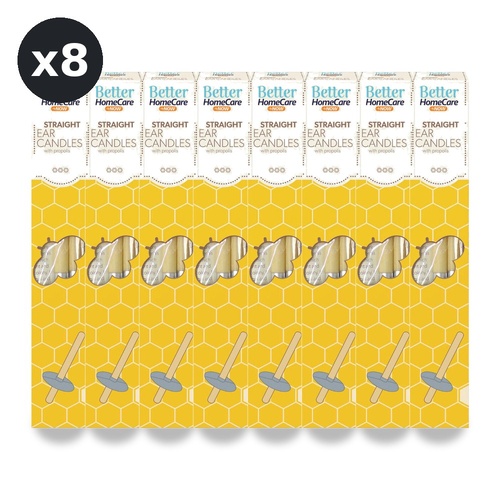Better HomeCare Now Straight Bees Wax Ear Candles with Propolis Pack of 8