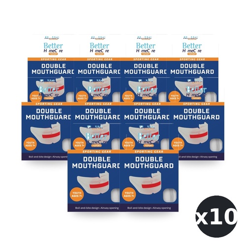Better HomeCare Now Sport Youth Dual Brace Mouthguard Ages 7+ (Colours are Random) Pack of 10