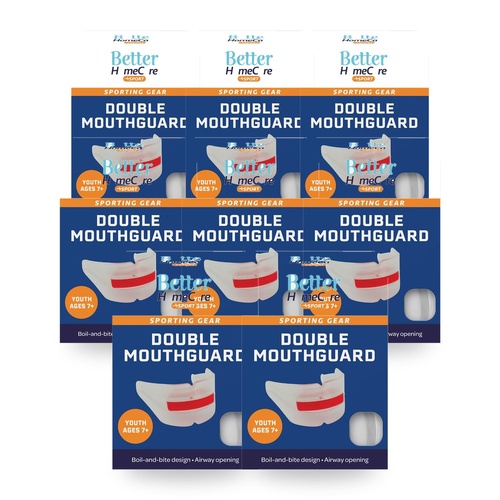 Better HomeCare Now Sport Youth Dual Brace Mouthguard Ages 7+ (Colours are Random) Pack of 8