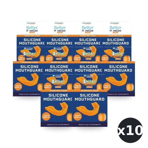 Better HomeCare Now Silicone Sport Youths Mouthguard Ages 7+ (Colours are Random) Pack of 10
