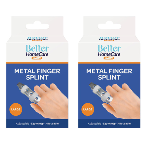 Better Home Care Now Metal Finger Splint Large 2 Pack Hook and Loop Straps
